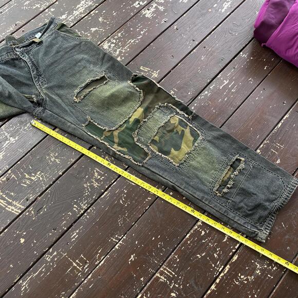 (34x32) Vintage 90s Y2K South Pole Style Camouflage Camo Patchwork Baggy Jeans - Picture 5 of 7